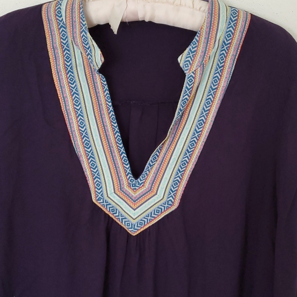 Mittoshop Embroidered Navy Tunic Blouse Sz M EUC - Picture 2 of 7